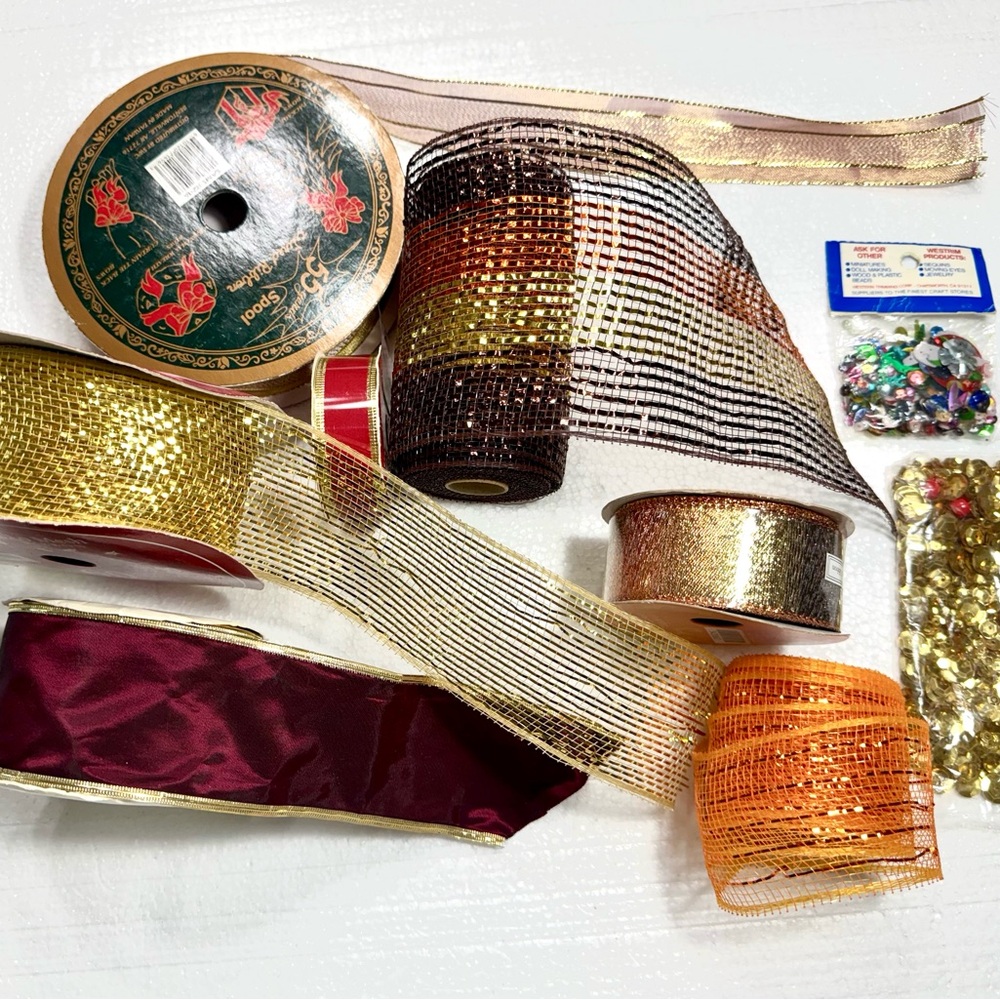 Assorted Decorative Ribbons and Sequins Garden Ridge Home Decor Set of 9